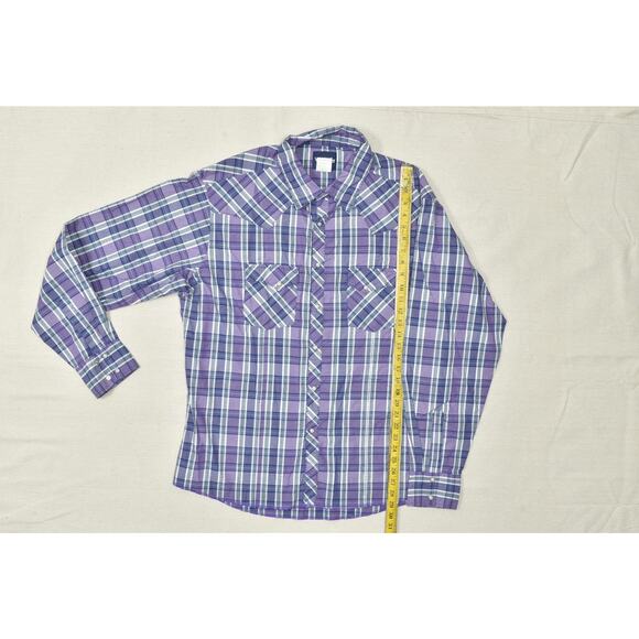 Wrangler Men's Western Snap Button Shirt Purple Plaid Regular Size XXL - Picture 4 of 8